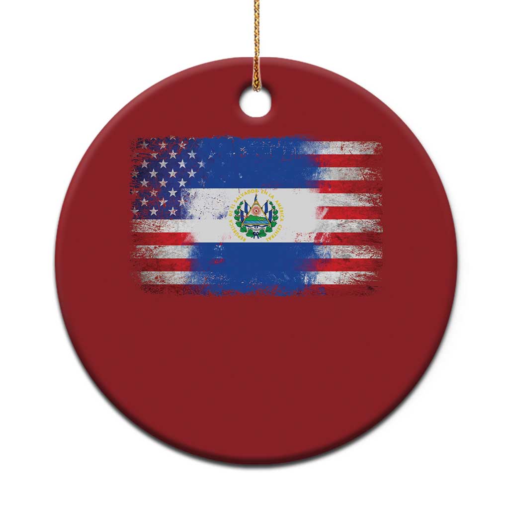 El Salvador American Flag Christmas Ornament Distressed Grunge USA Salvadoran Pride TS10