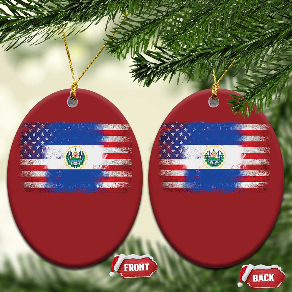 El Salvador American Flag Christmas Ornament Distressed Grunge USA Salvadoran Pride TS10