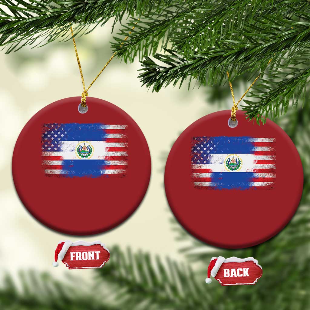 El Salvador American Flag Christmas Ornament Distressed Grunge USA Salvadoran Pride TS10