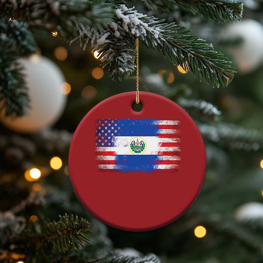 El Salvador American Flag Christmas Ornament Distressed Grunge USA Salvadoran Pride TS10
