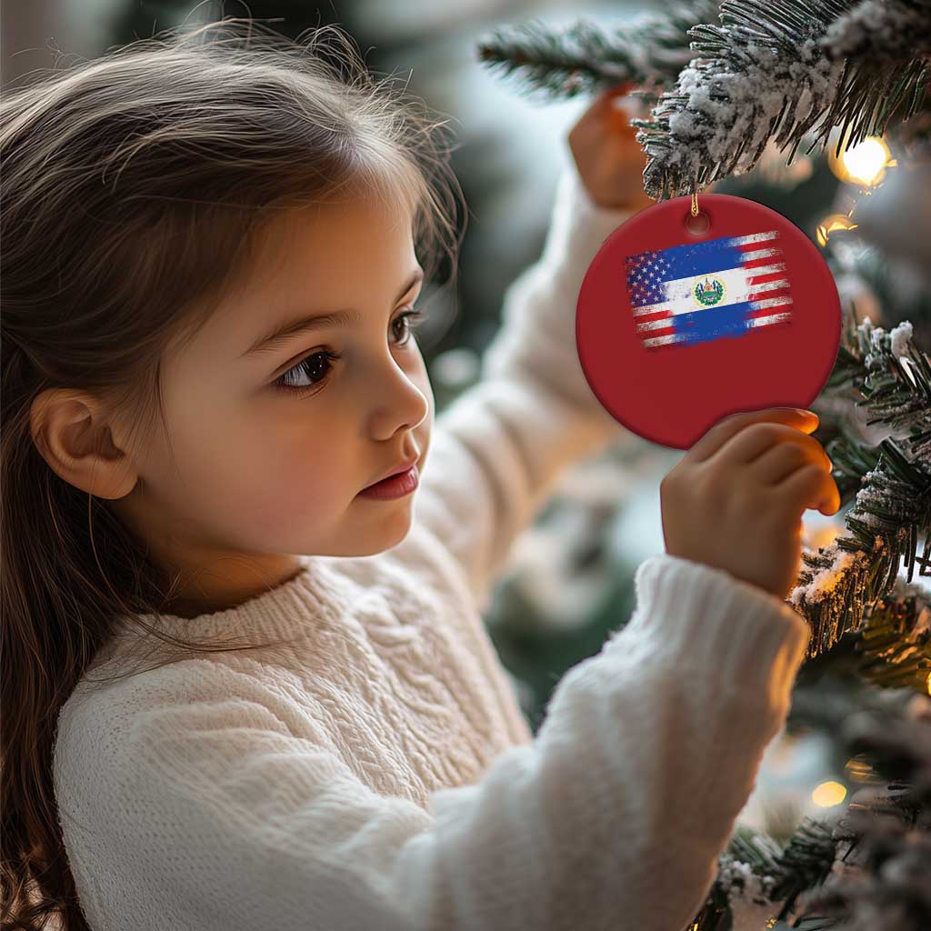El Salvador American Flag Christmas Ornament Distressed Grunge USA Salvadoran Pride TS10