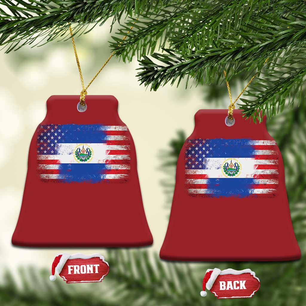 El Salvador American Flag Christmas Ornament Distressed Grunge USA Salvadoran Pride TS10
