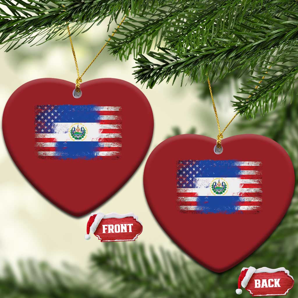 El Salvador American Flag Christmas Ornament Distressed Grunge USA Salvadoran Pride TS10
