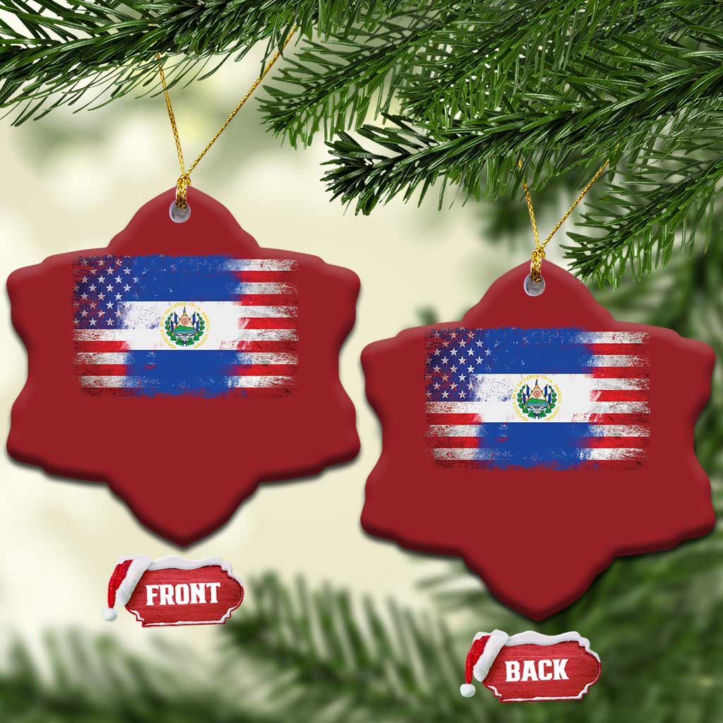 El Salvador American Flag Christmas Ornament Distressed Grunge USA Salvadoran Pride TS10