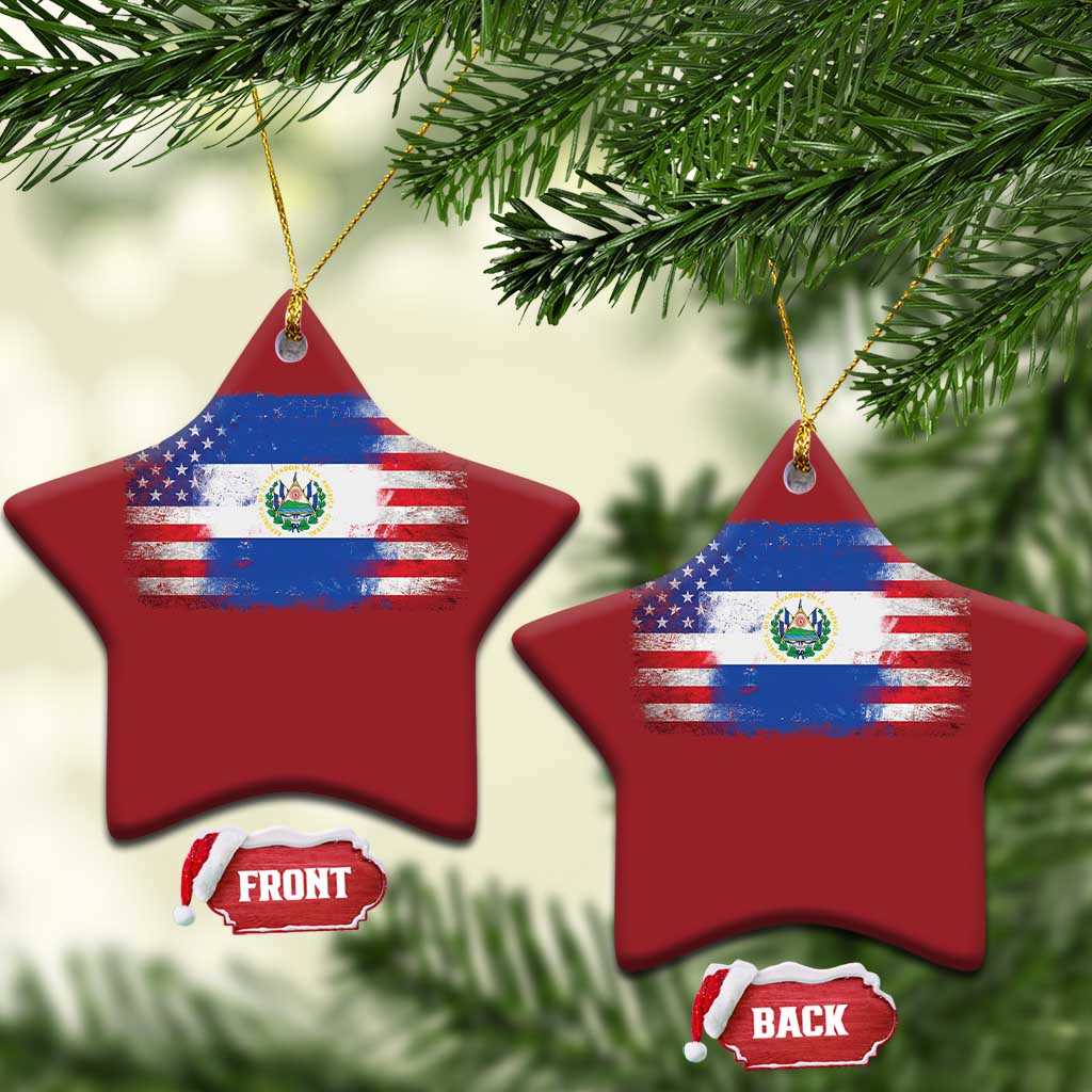 El Salvador American Flag Christmas Ornament Distressed Grunge USA Salvadoran Pride TS10
