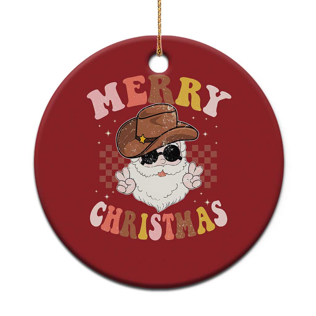 Cowboy Christmas Ornament Vintage 90s Western Groovy Santa Claus Xmas Vibes TS10