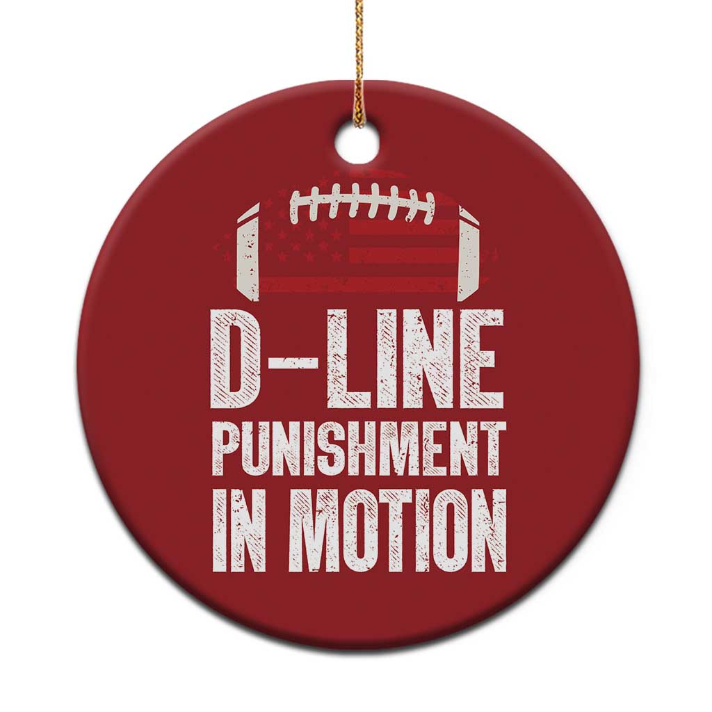 Football Defensive Lineman Christmas Ornament D Line Punishment In Motion American Flag TS10