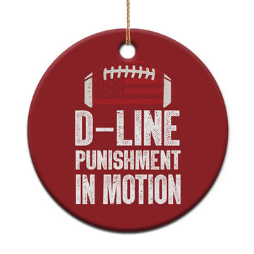 Football Defensive Lineman Christmas Ornament D Line Punishment In Motion American Flag TS10