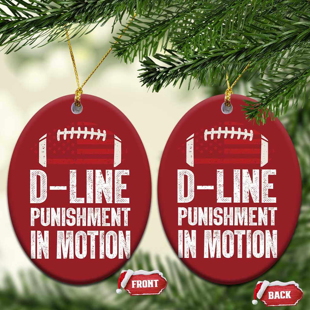 Football Defensive Lineman Christmas Ornament D Line Punishment In Motion American Flag TS10