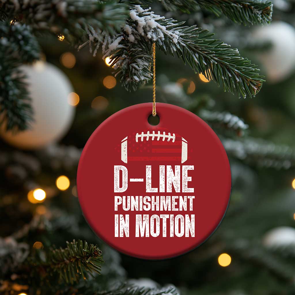 Football Defensive Lineman Christmas Ornament D Line Punishment In Motion American Flag TS10