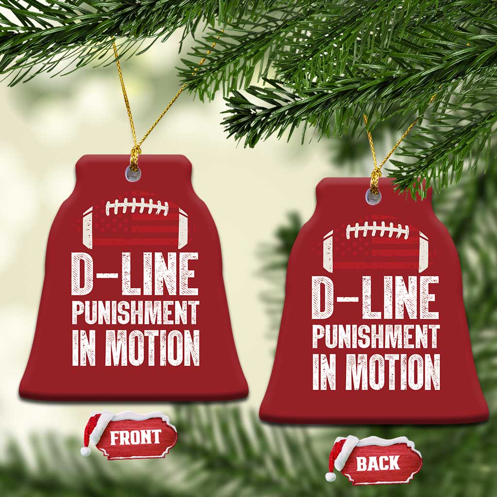Football Defensive Lineman Christmas Ornament D Line Punishment In Motion American Flag TS10