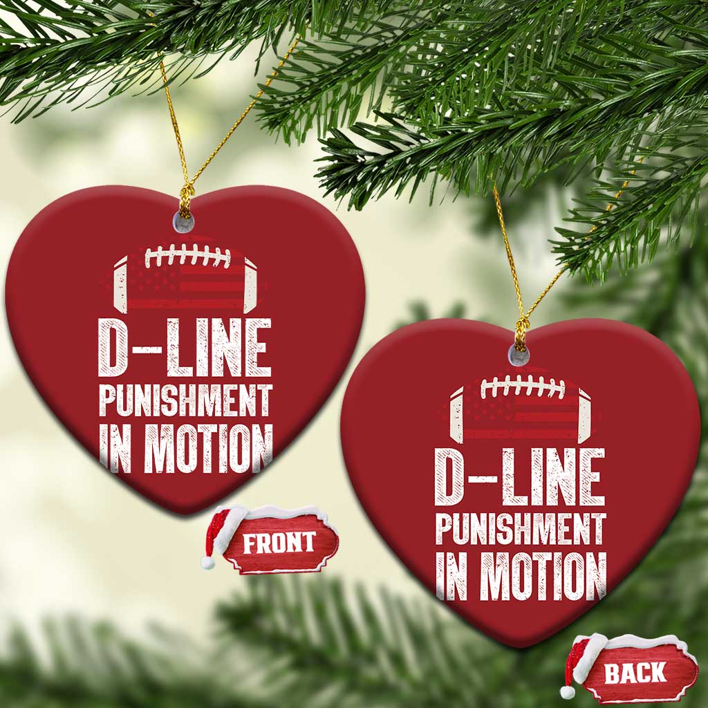 Football Defensive Lineman Christmas Ornament D Line Punishment In Motion American Flag TS10