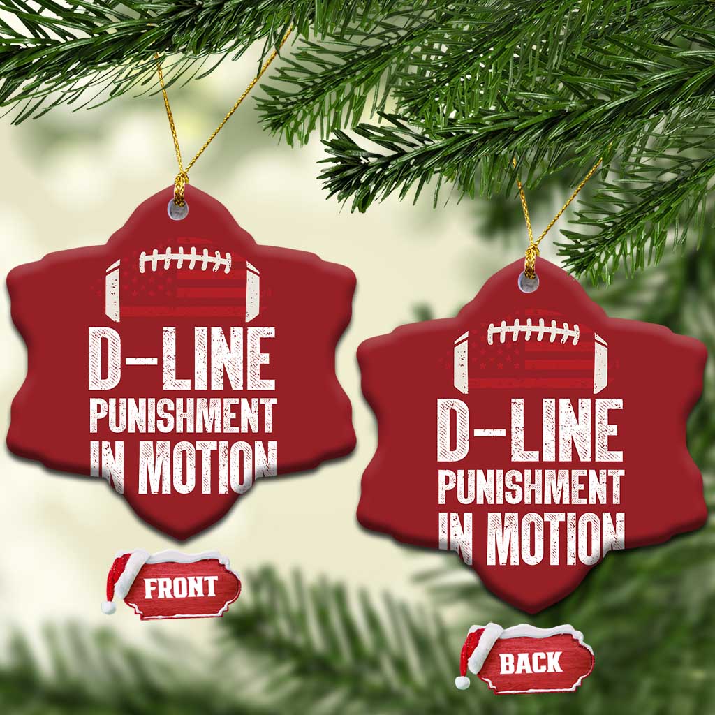 Football Defensive Lineman Christmas Ornament D Line Punishment In Motion American Flag TS10