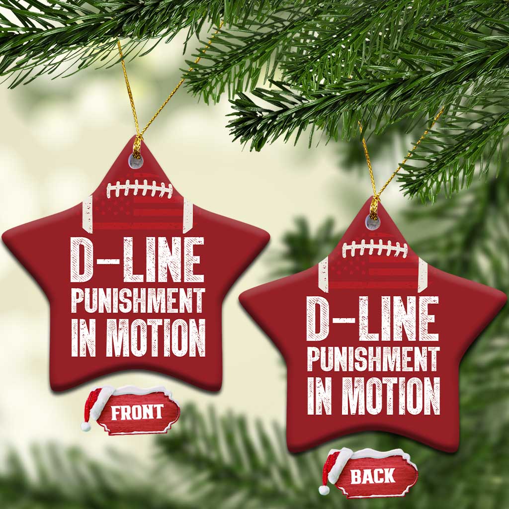 Football Defensive Lineman Christmas Ornament D Line Punishment In Motion American Flag TS10