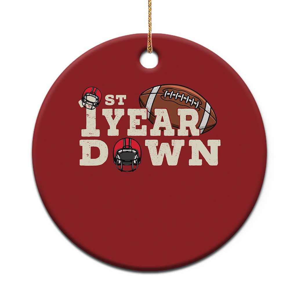1st Year Down Football Christmas Ornament Touchdown One First Birthday Infant Baby Boy TS10