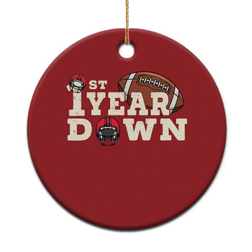 1st Year Down Football Christmas Ornament Touchdown One First Birthday Infant Baby Boy TS10
