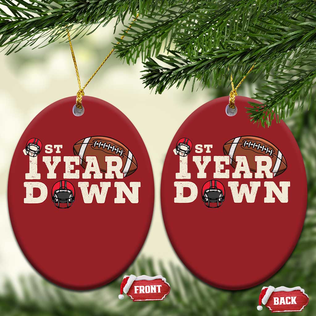 1st Year Down Football Christmas Ornament Touchdown One First Birthday Infant Baby Boy TS10