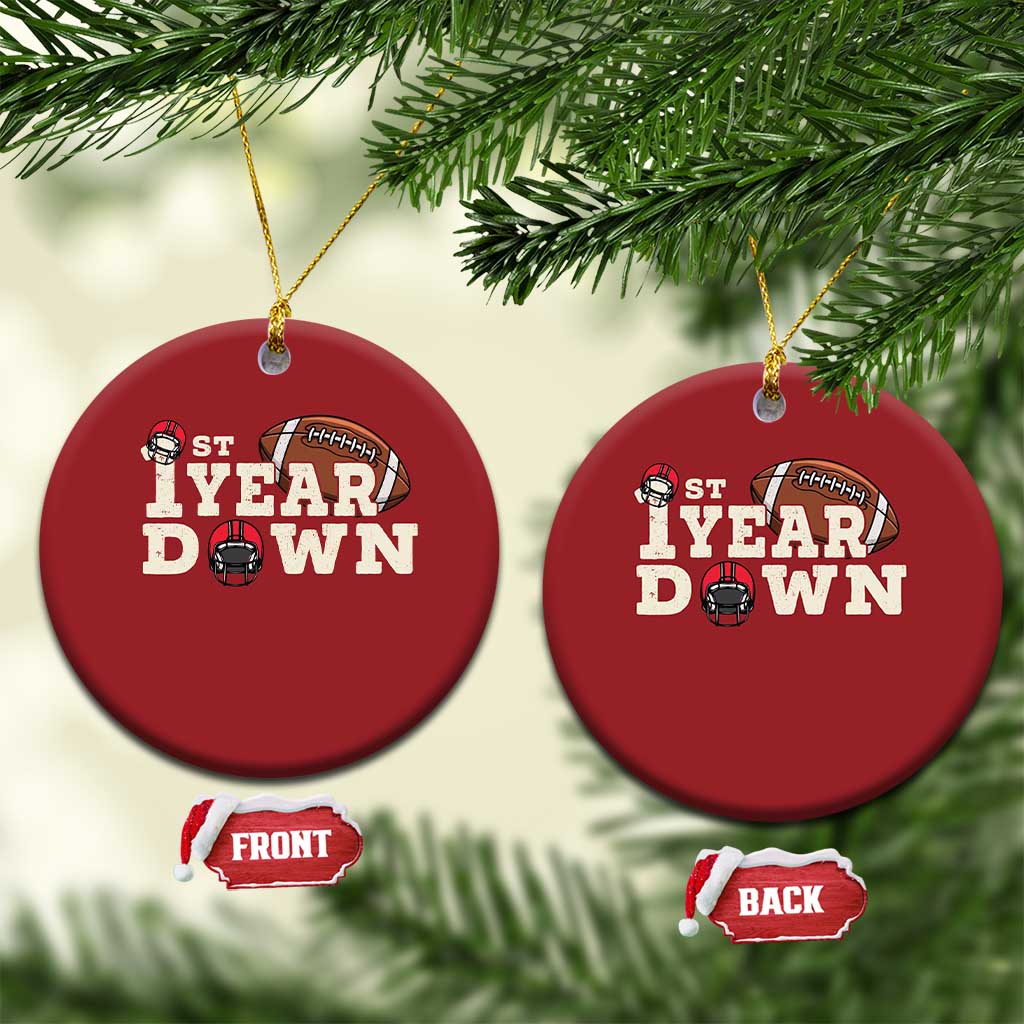 1st Year Down Football Christmas Ornament Touchdown One First Birthday Infant Baby Boy TS10