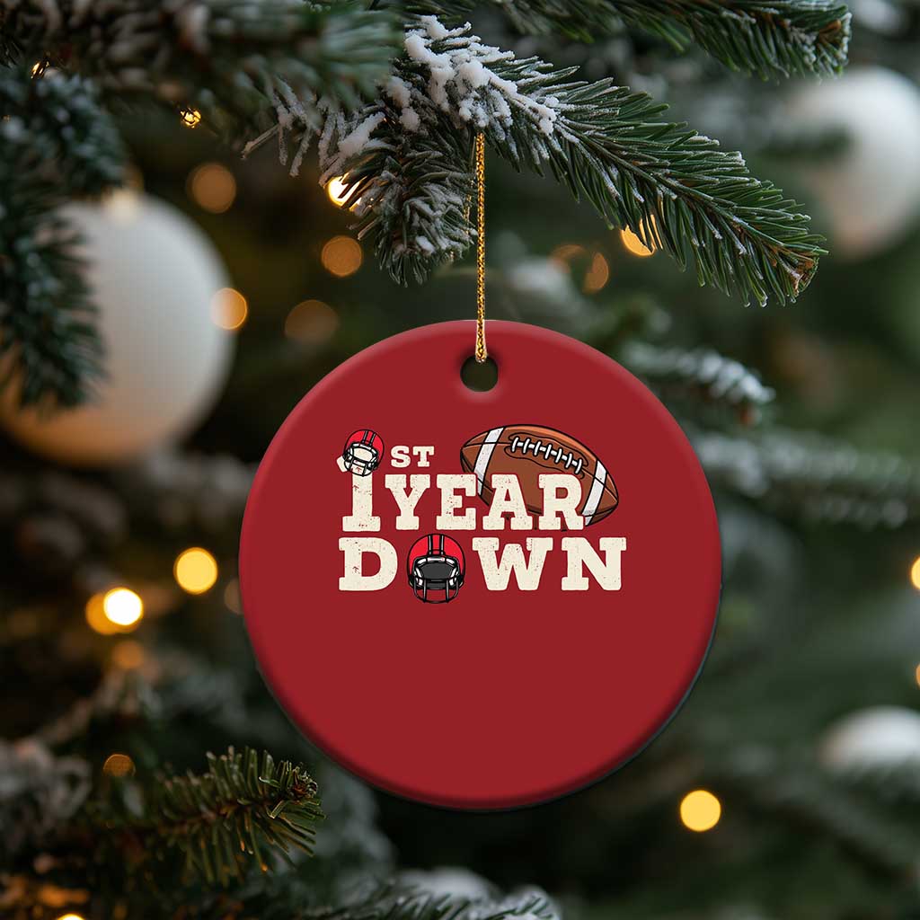 1st Year Down Football Christmas Ornament Touchdown One First Birthday Infant Baby Boy TS10