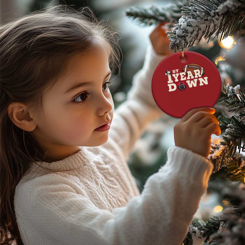 1st Year Down Football Christmas Ornament Touchdown One First Birthday Infant Baby Boy TS10