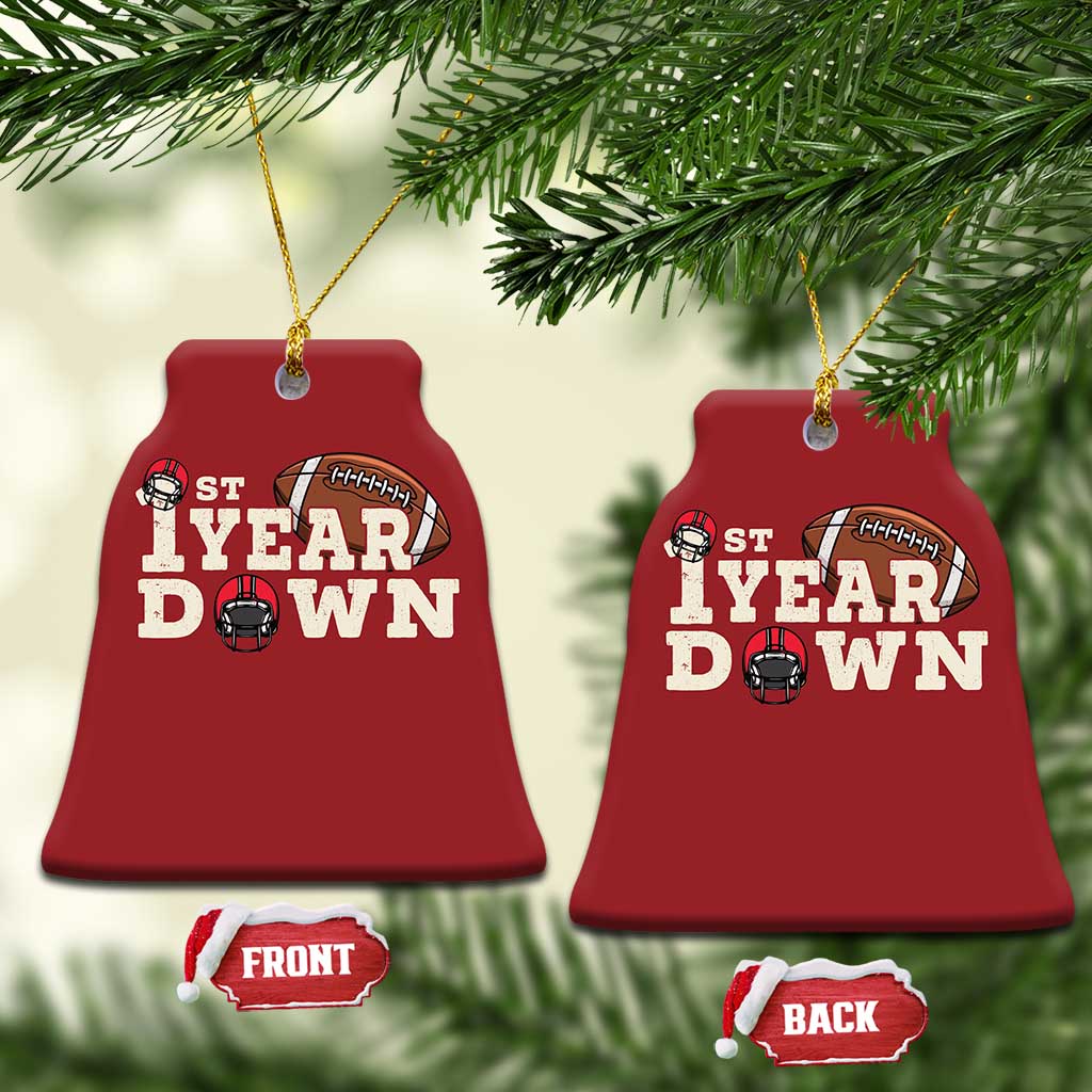 1st Year Down Football Christmas Ornament Touchdown One First Birthday Infant Baby Boy TS10