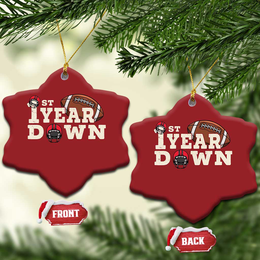 1st Year Down Football Christmas Ornament Touchdown One First Birthday Infant Baby Boy TS10