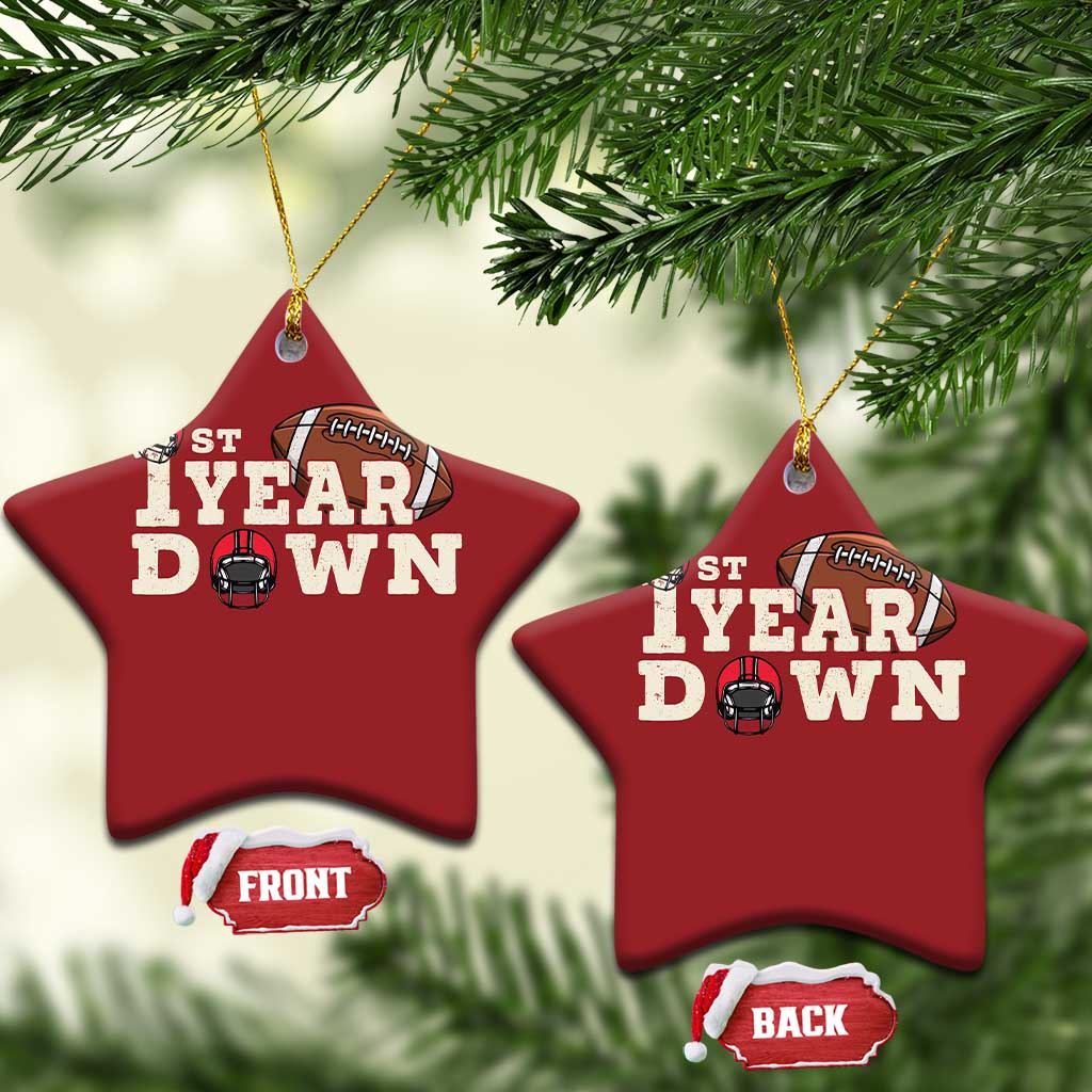 1st Year Down Football Christmas Ornament Touchdown One First Birthday Infant Baby Boy TS10