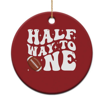 Half Way To One Christmas Ornament 1/2 Birthday Baby Boy Football TS10