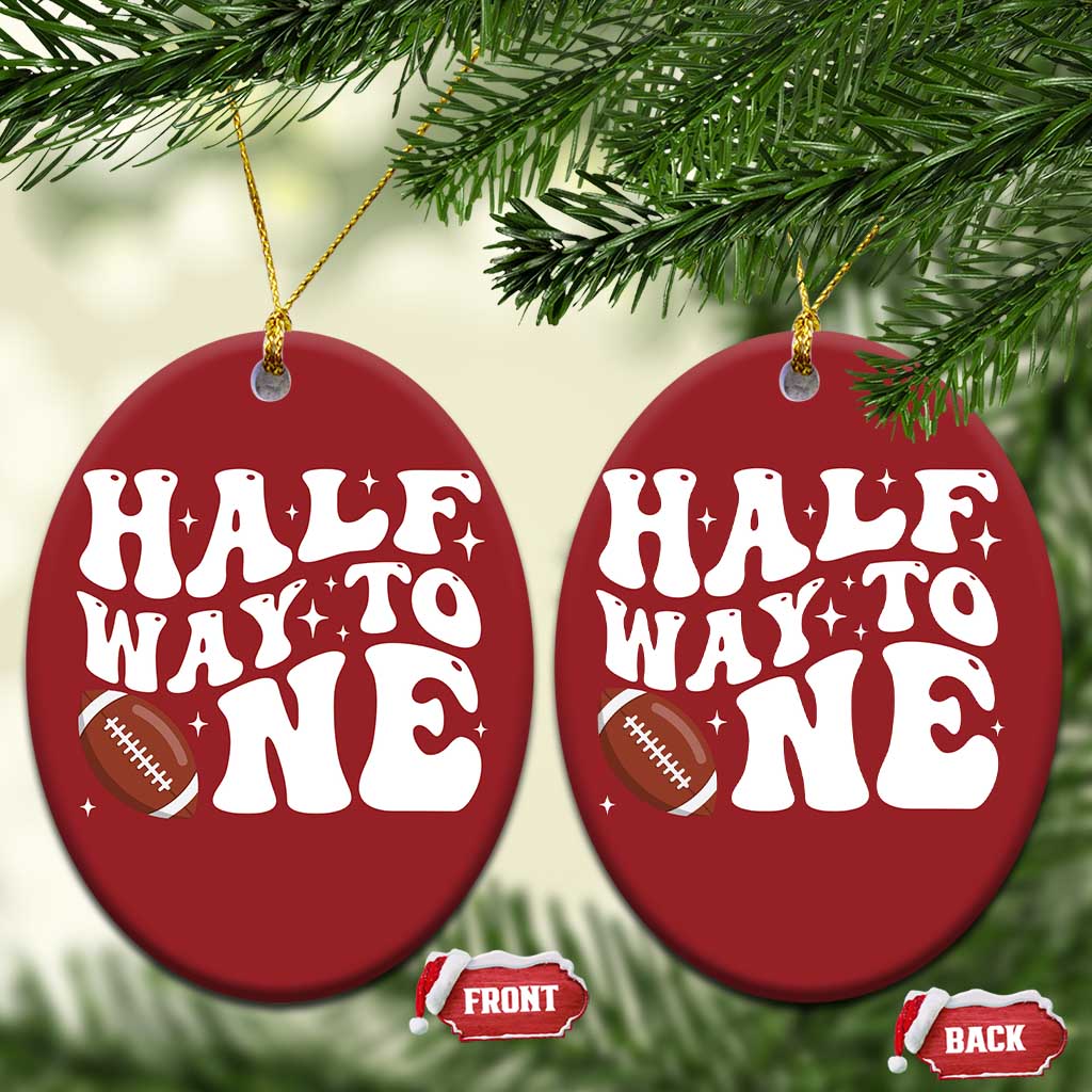 Half Way To One Christmas Ornament 1/2 Birthday Baby Boy Football TS10