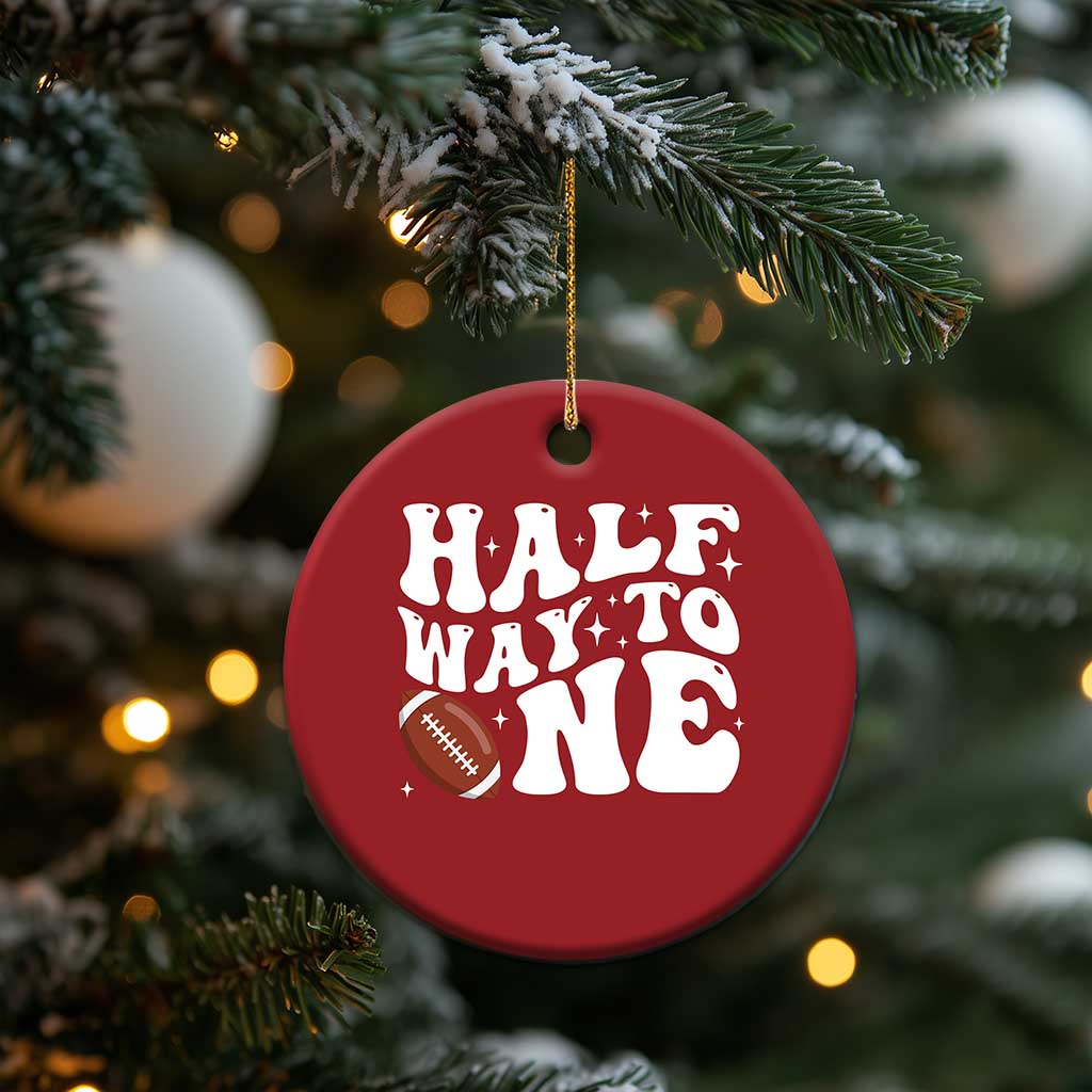 Half Way To One Christmas Ornament 1/2 Birthday Baby Boy Football TS10