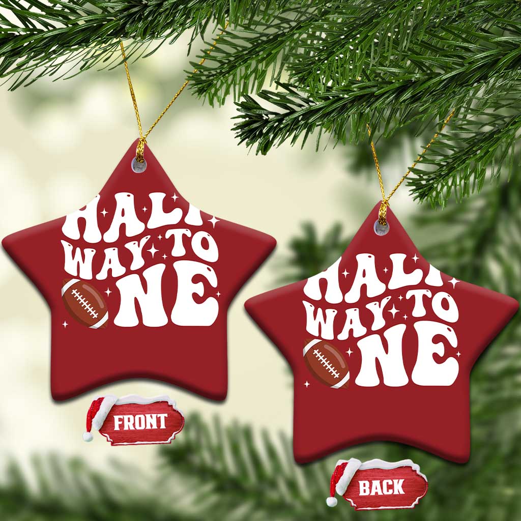 Half Way To One Christmas Ornament 1/2 Birthday Baby Boy Football TS10