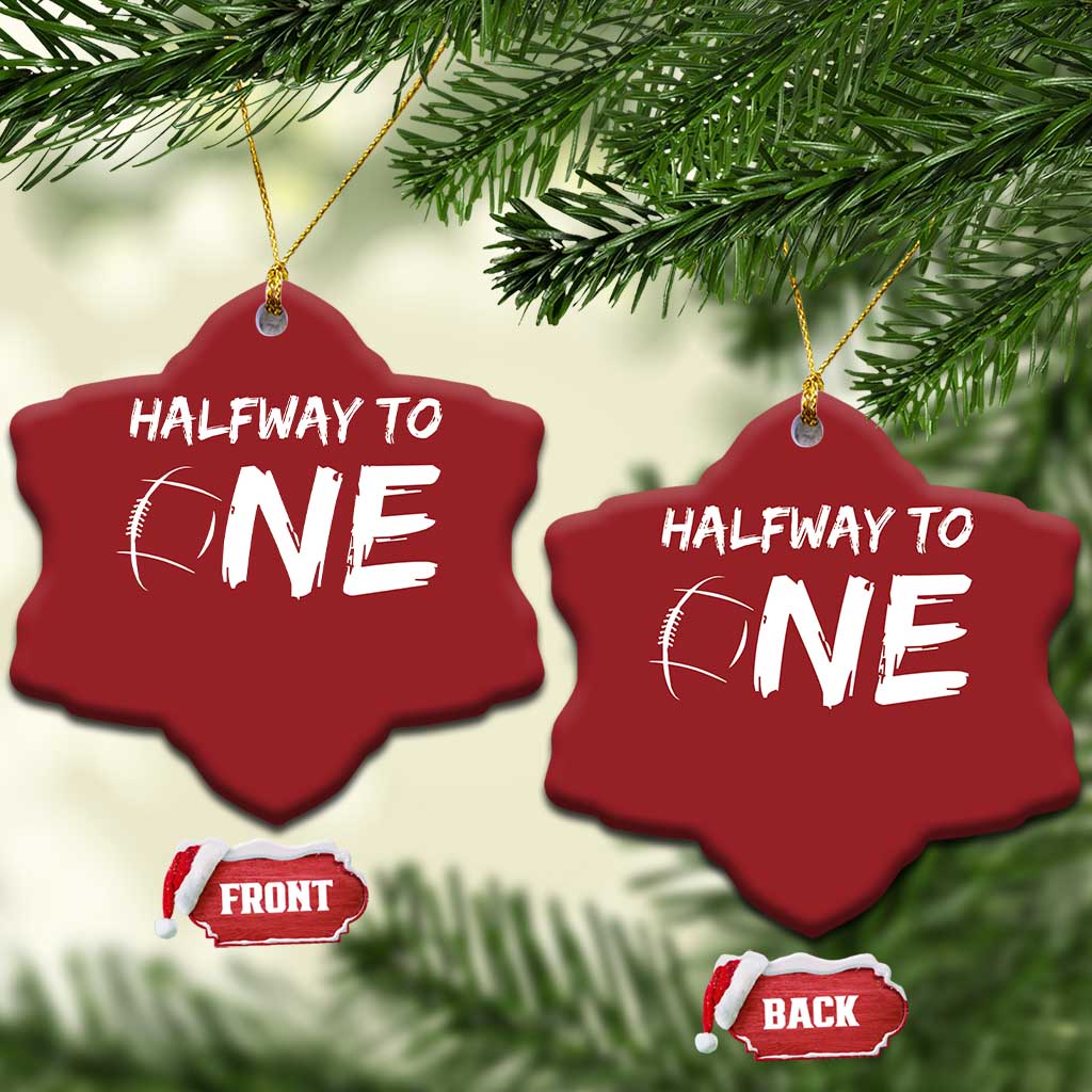 HalfWay To One Christmas Ornament Baby Boy 1/2 Birthday Outfits Football TS10