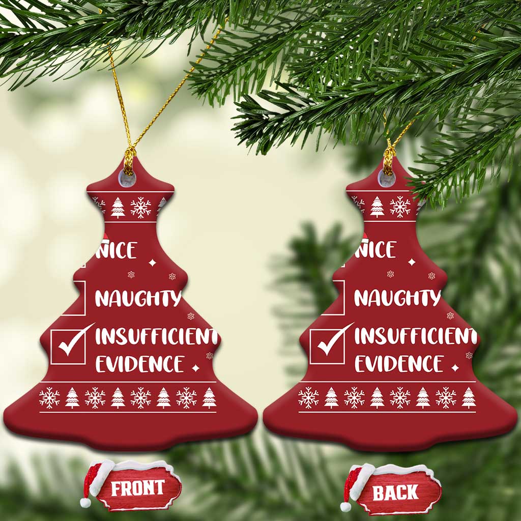Funny Santa Christmas Ornament Nice Naughty Insufficient Evidence Xmas List TS10