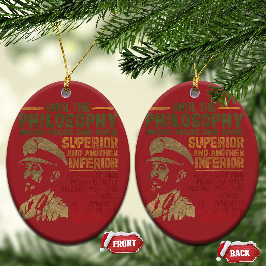 Haile Selassie Christmas Ornament War Speech Lion of Judah Rasta Jah Bless TS10