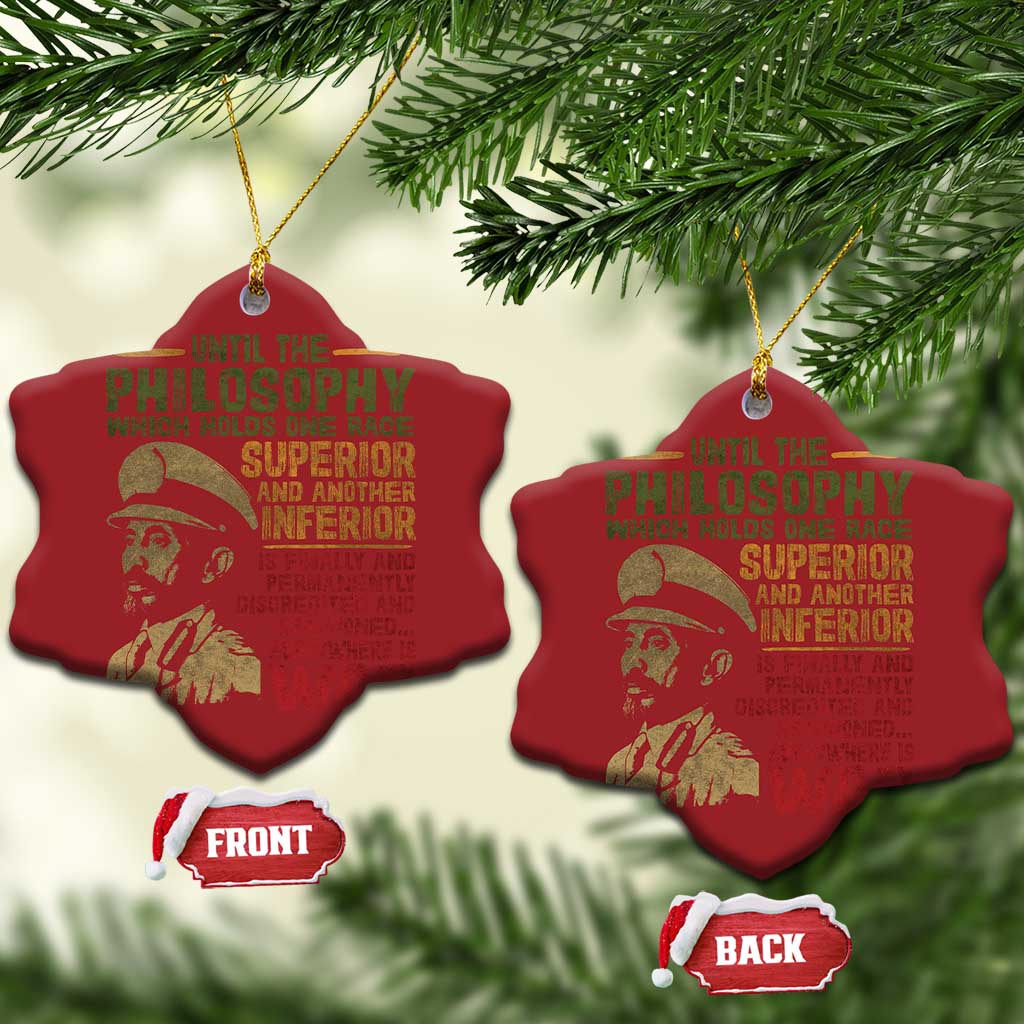Haile Selassie Christmas Ornament War Speech Lion of Judah Rasta Jah Bless TS10