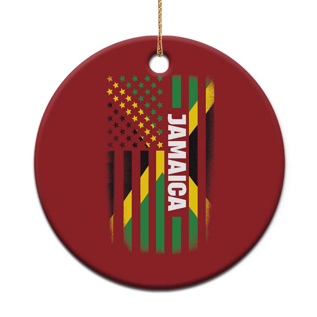 Jamaican American Flag Christmas Ornament Distressed Jamaica America Usa Flag TS10