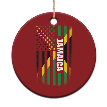 Jamaican American Flag Christmas Ornament Distressed Jamaica America Usa Flag TS10