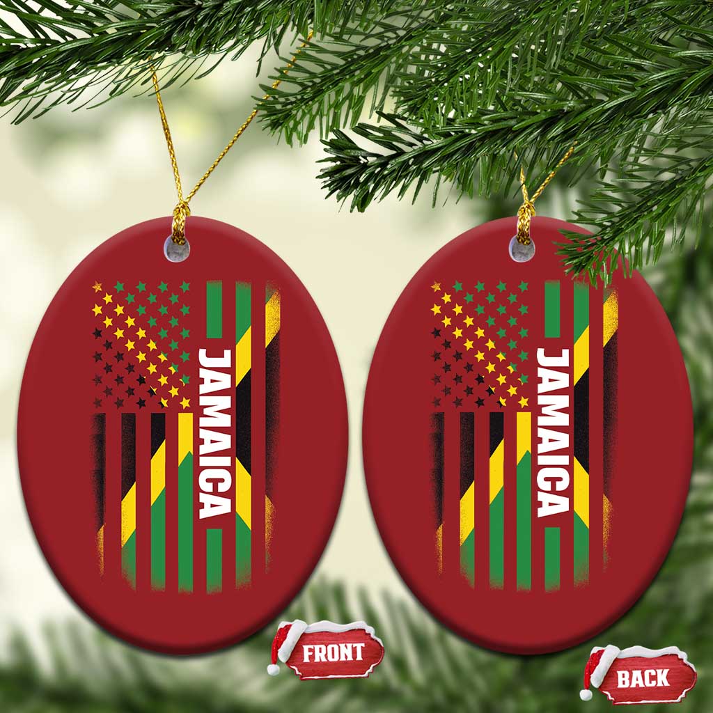 Jamaican American Flag Christmas Ornament Distressed Jamaica America Usa Flag TS10