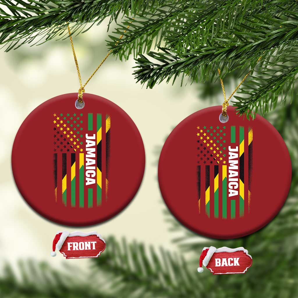 Jamaican American Flag Christmas Ornament Distressed Jamaica America Usa Flag TS10