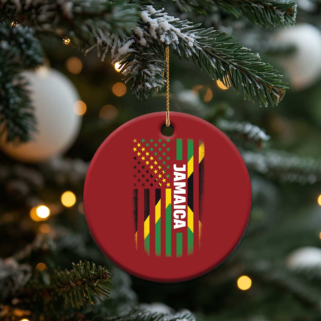 Jamaican American Flag Christmas Ornament Distressed Jamaica America Usa Flag TS10