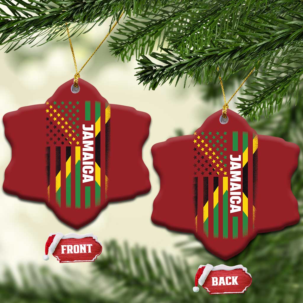 Jamaican American Flag Christmas Ornament Distressed Jamaica America Usa Flag TS10