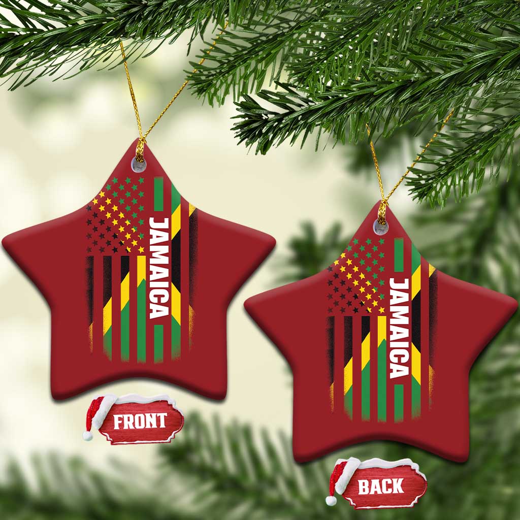 Jamaican American Flag Christmas Ornament Distressed Jamaica America Usa Flag TS10
