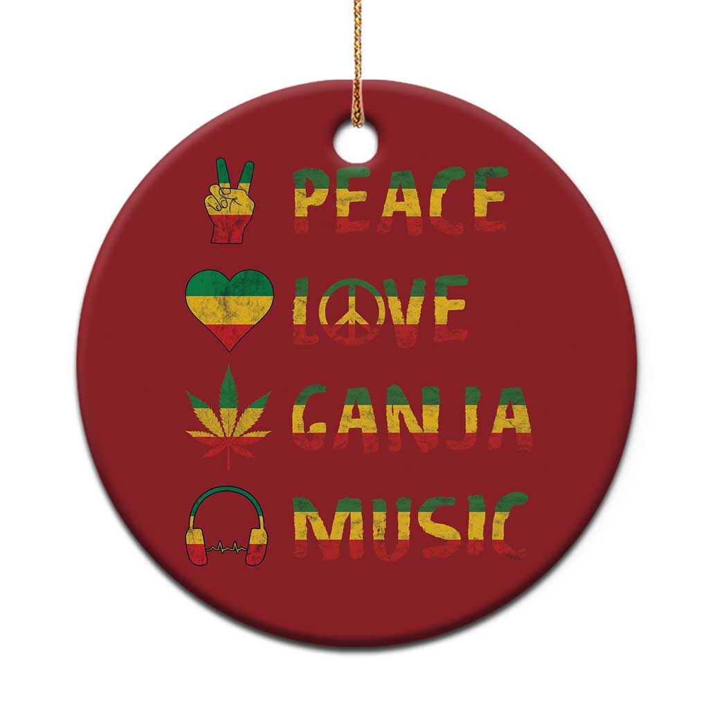 Rasta Weed Christmas Ornament Peace Love Ganja Marijuana Cannabis Reggae Music TS10