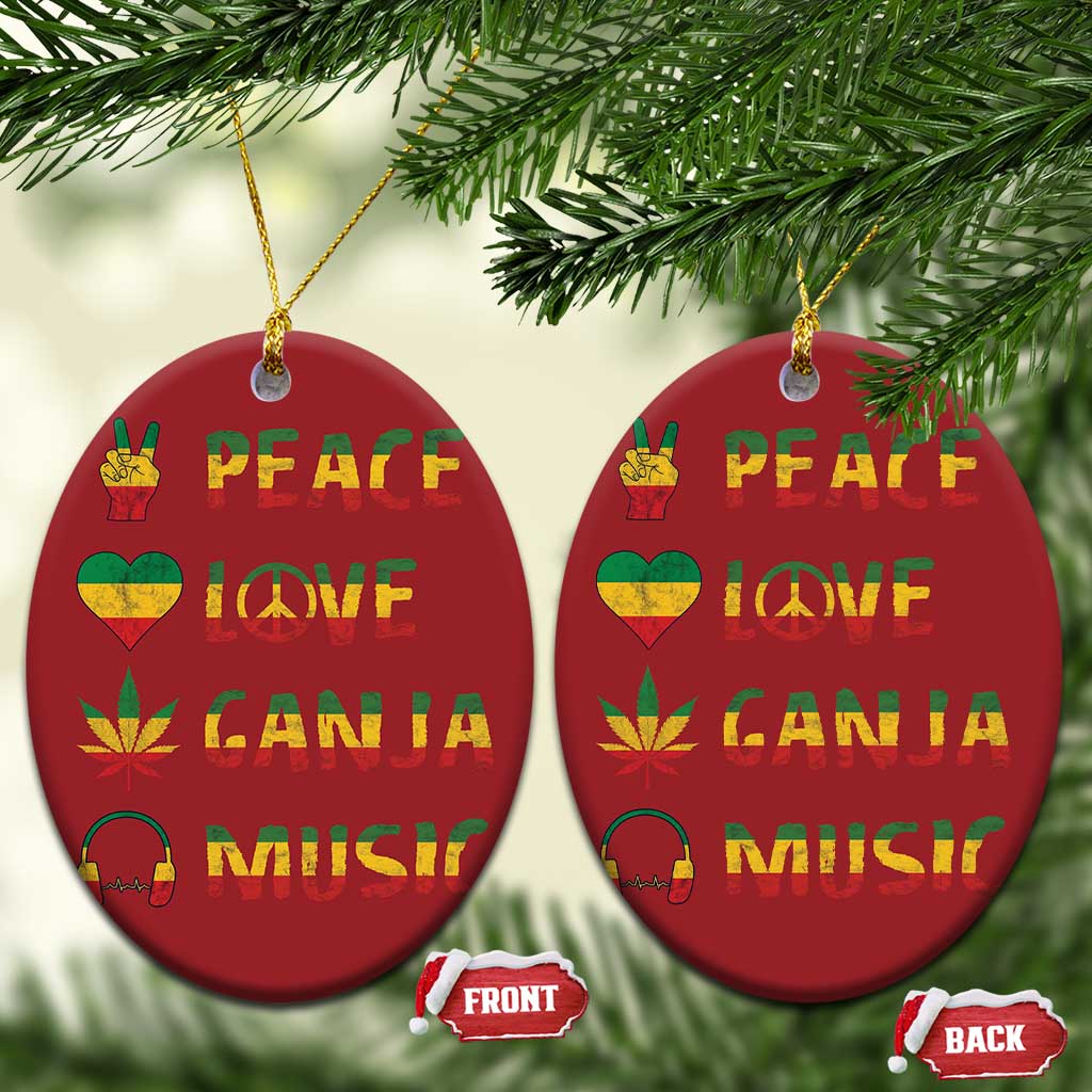 Rasta Weed Christmas Ornament Peace Love Ganja Marijuana Cannabis Reggae Music TS10