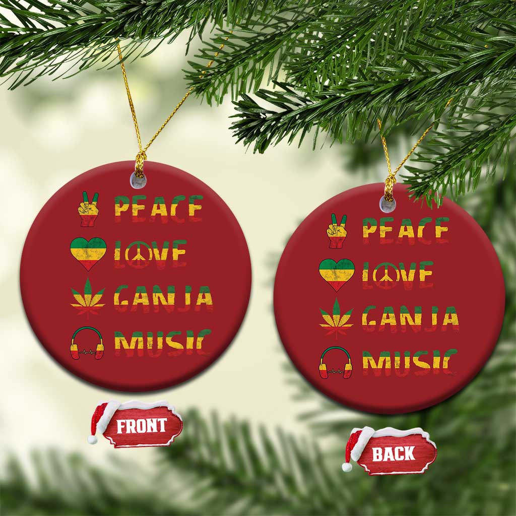 Rasta Weed Christmas Ornament Peace Love Ganja Marijuana Cannabis Reggae Music TS10