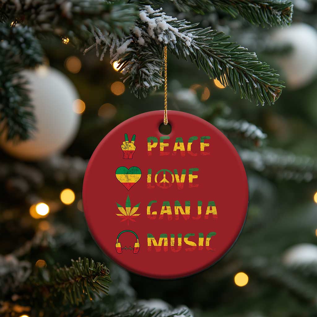 Rasta Weed Christmas Ornament Peace Love Ganja Marijuana Cannabis Reggae Music TS10