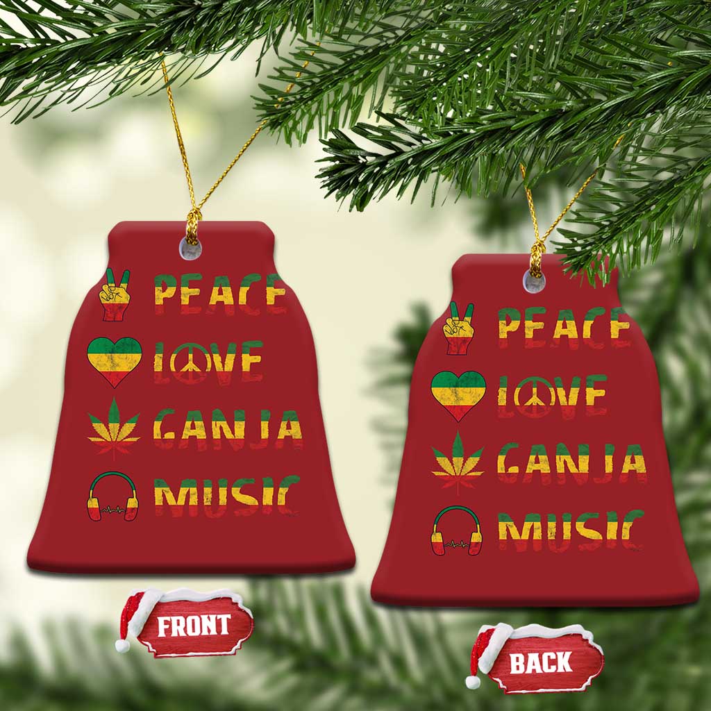 Rasta Weed Christmas Ornament Peace Love Ganja Marijuana Cannabis Reggae Music TS10