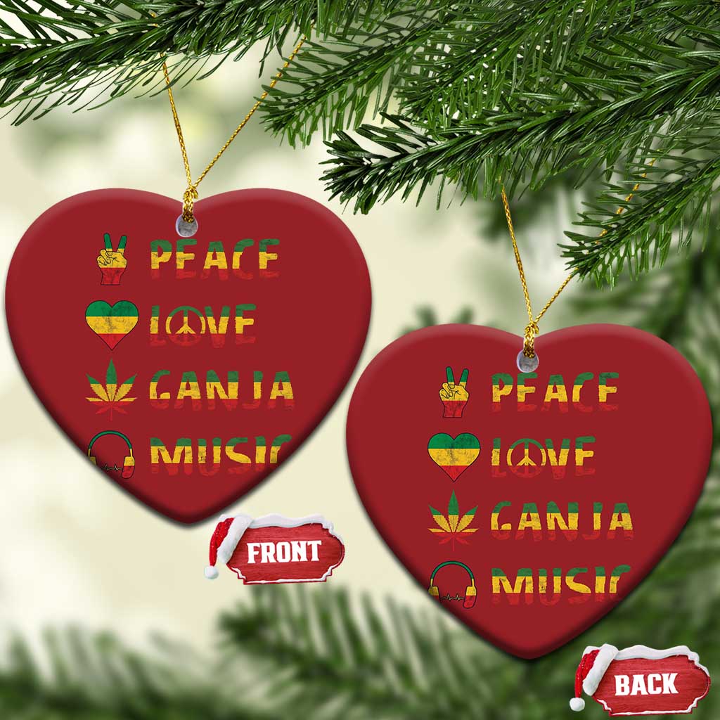 Rasta Weed Christmas Ornament Peace Love Ganja Marijuana Cannabis Reggae Music TS10