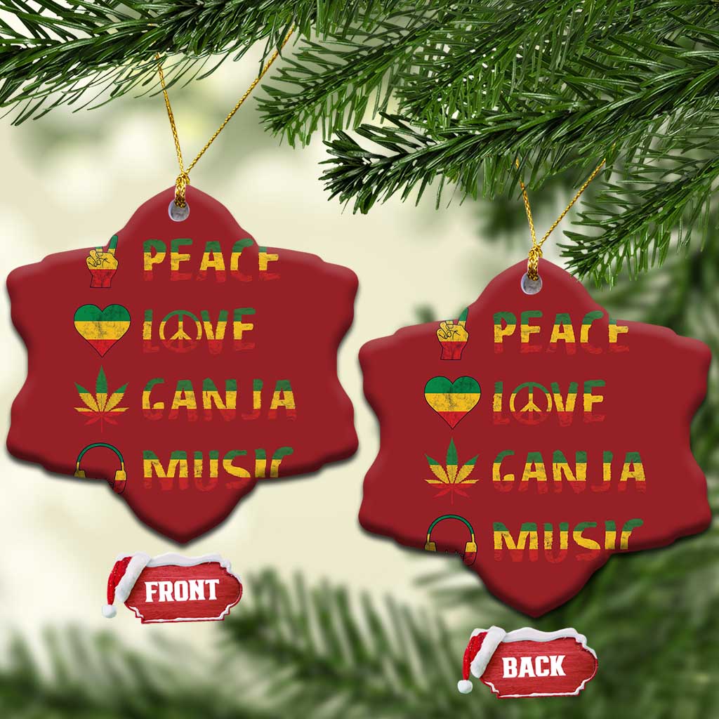 Rasta Weed Christmas Ornament Peace Love Ganja Marijuana Cannabis Reggae Music TS10