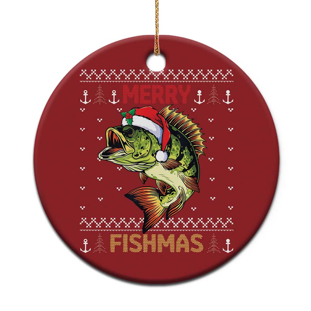 Fishing Christmas Ornament Merry Fishmas Bass Fish Ugly Sweater TS10